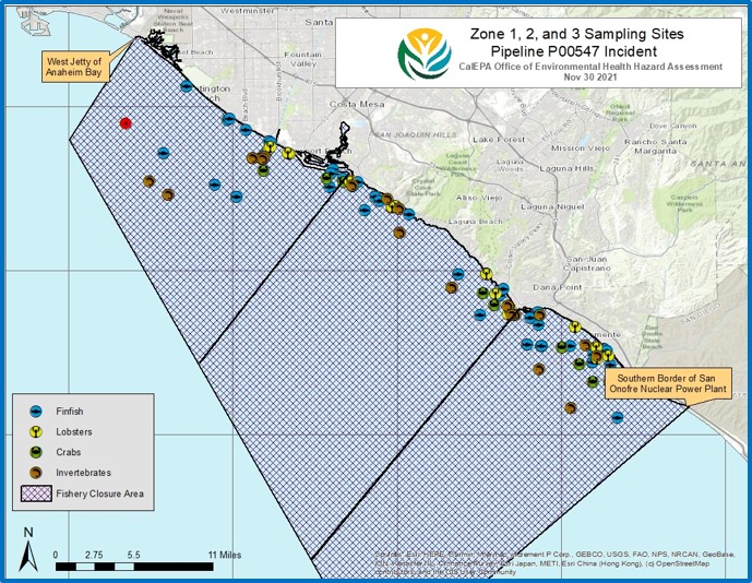 Map of sampling sites for Pipeline P00547 Inciden