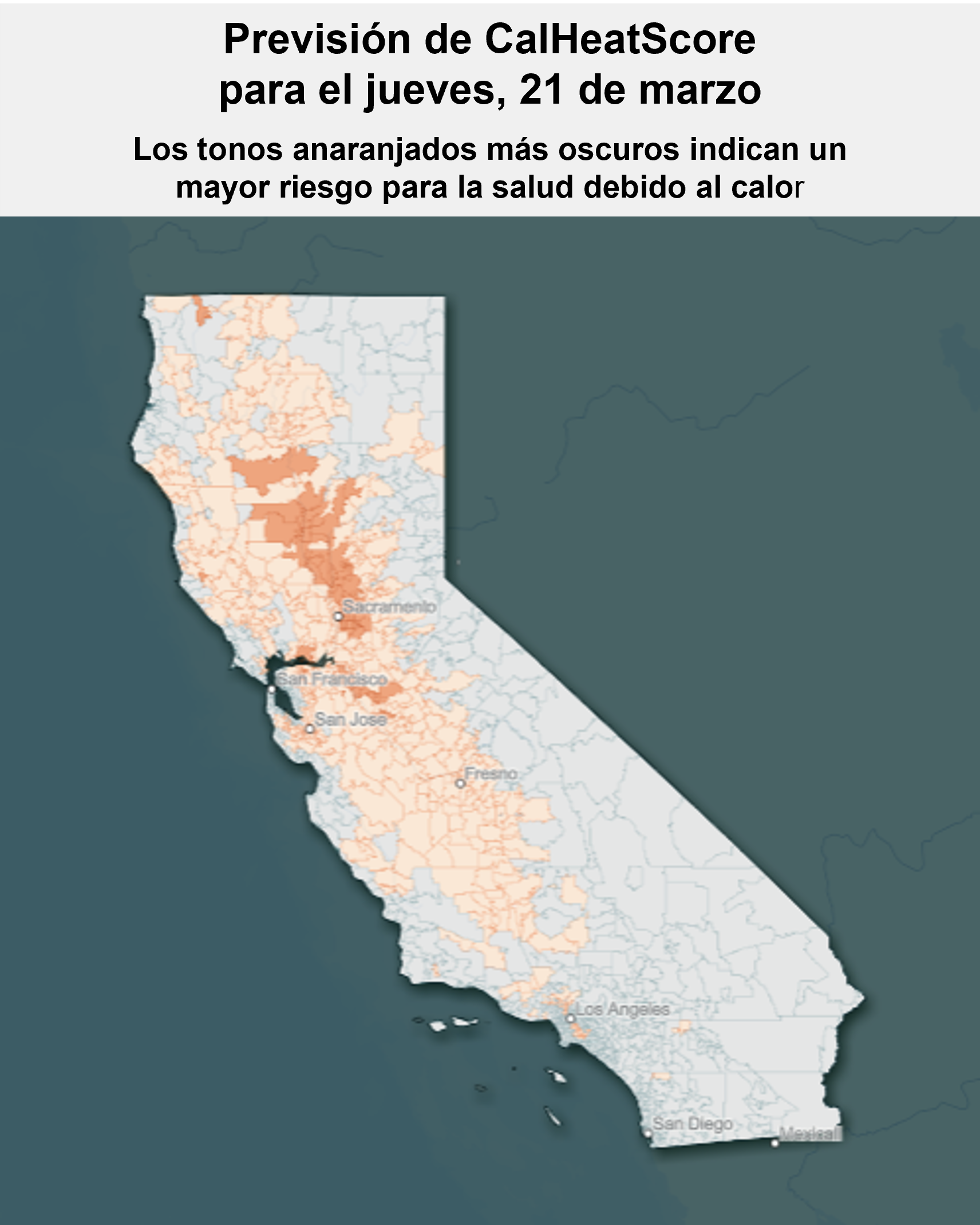 California map with CalHeatScore forecasted for May 21, 2026
