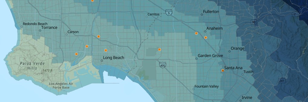 CalEnviroScreen 5.0 Ozone Map showing ozone concentration levels across California census tracts
