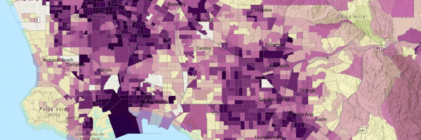 CalEnviroScreen 5.0 Poverty Map showing poverty levels across California census tracts