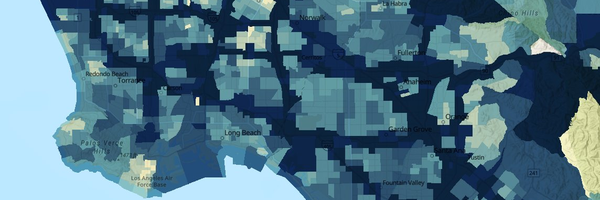 CalEnviroScreen 5.0 Traffic Impacts Map showing traffic volume levels across California census tracts