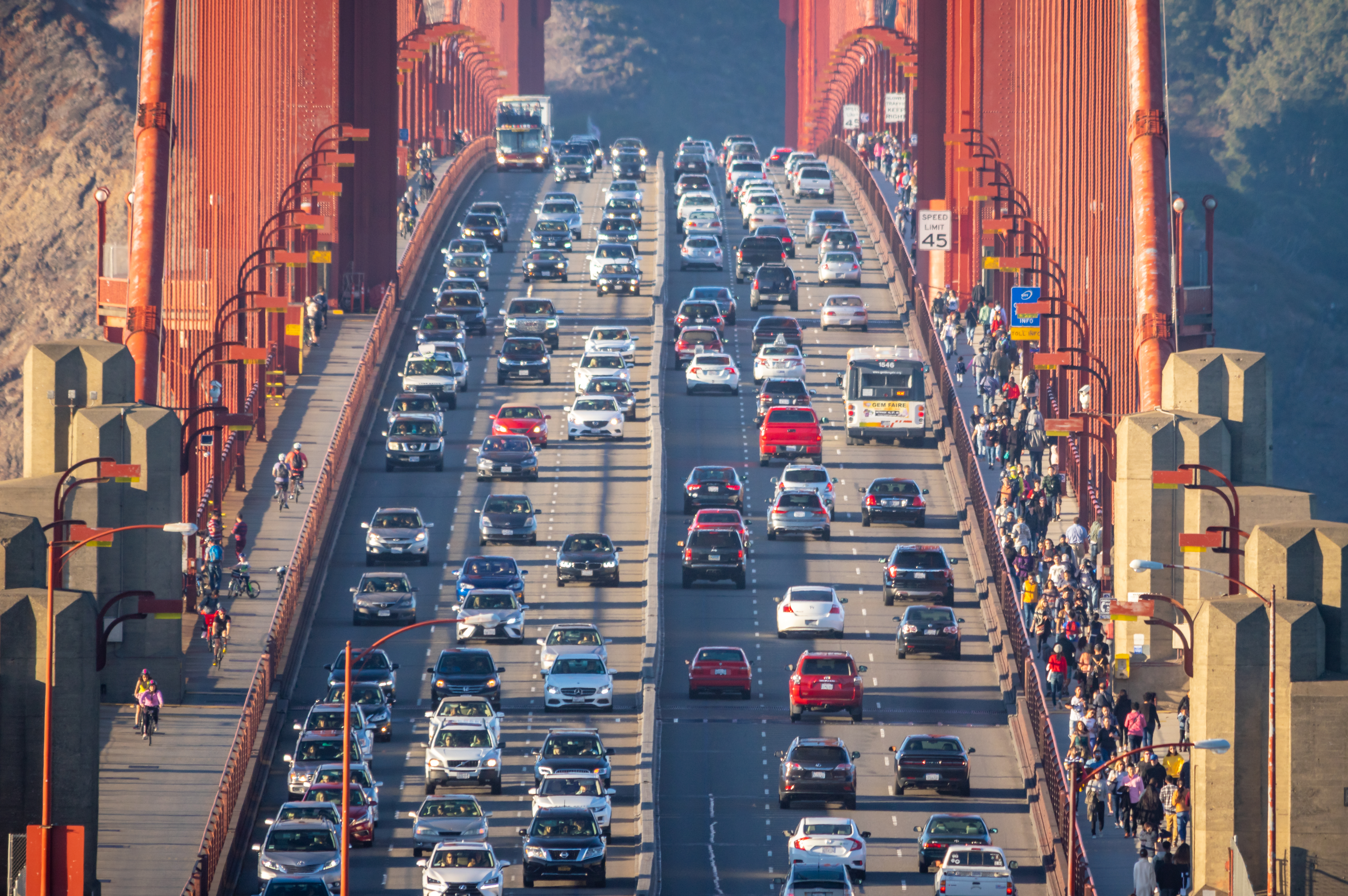 Traffic congestion on the Golden Gate bridge