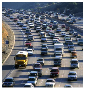 Photograph of crowded freeway.