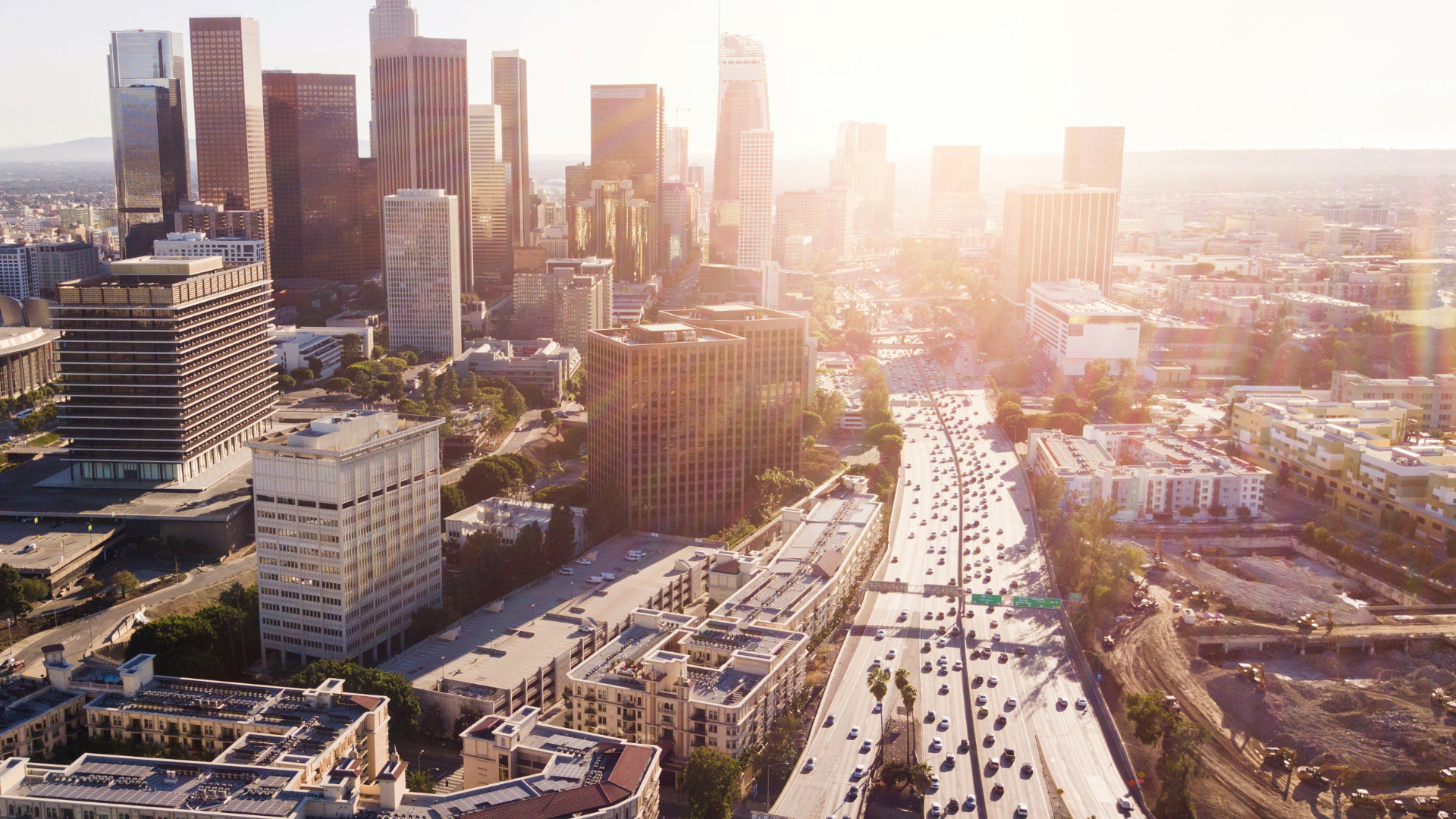 Aerial view of the urban sprawl of Los Angeles