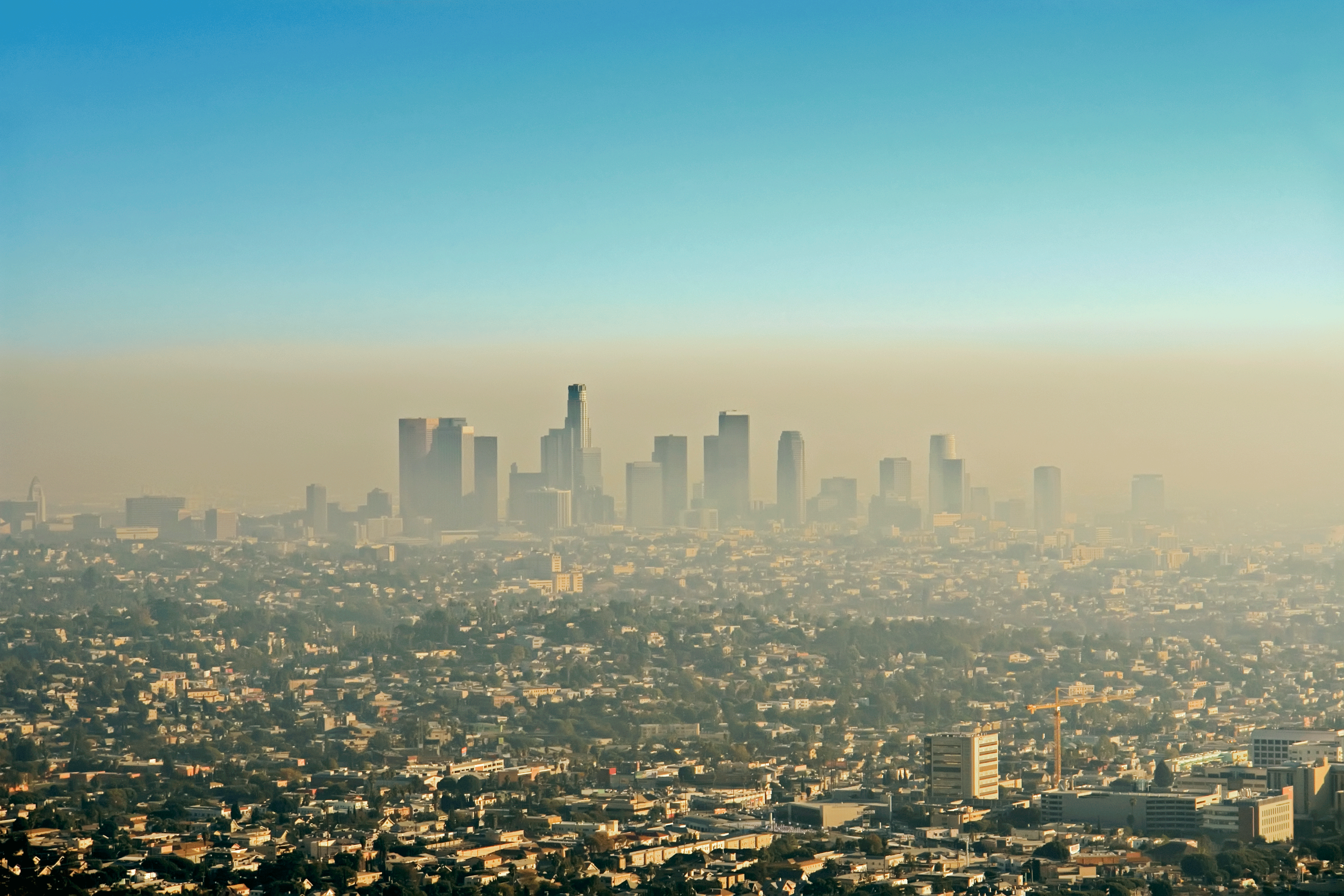 The LA skyline, blanked in a layer of SMOG